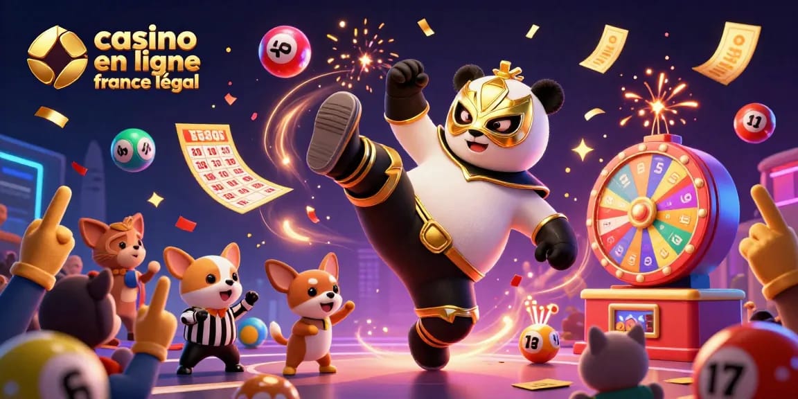Vivez l'expérience d'un casino en ligne légal en France avec un panda lutteur et un chihuahua arbitre.