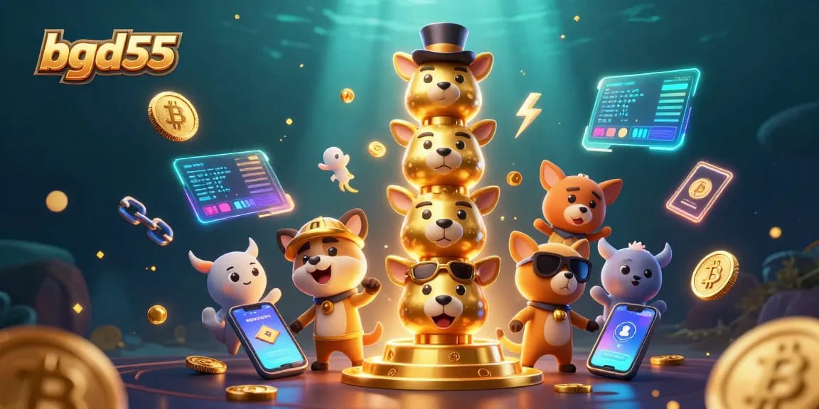 Engage with bgd55's thrilling casino excitement, featuring dazzling characters and vibrant crypto elements.
