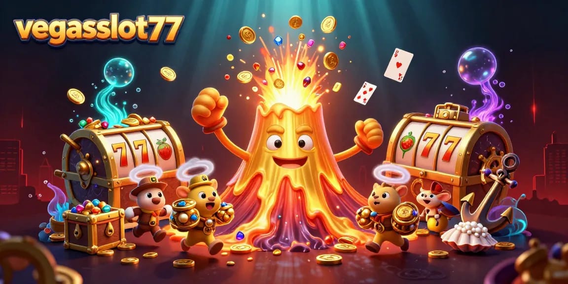 Experience exciting gaming with vegasslot77 while surrounded by golden treasures and vibrant casino elements.