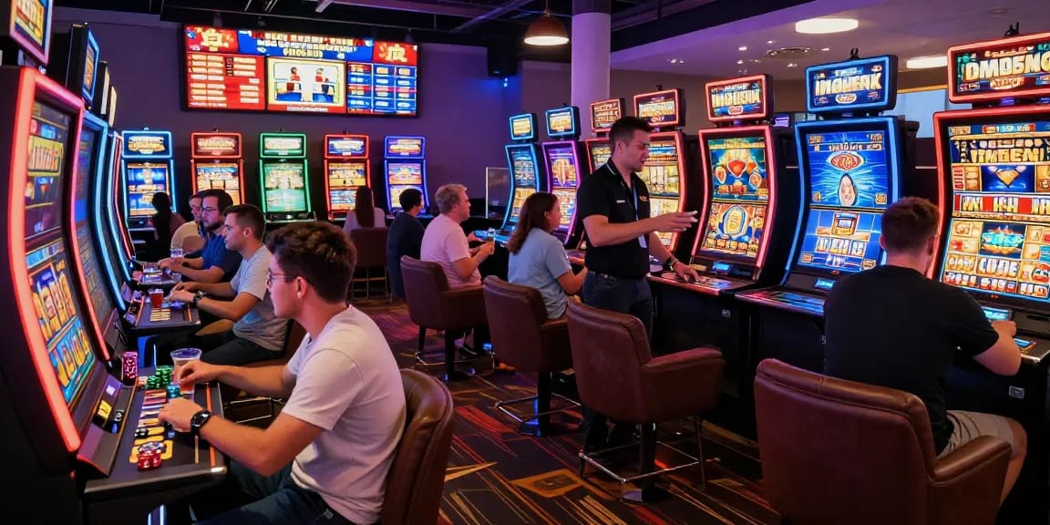 Players enjoying various slot games in a lively online casino environment, showcasing the excitement and engagement around slots.