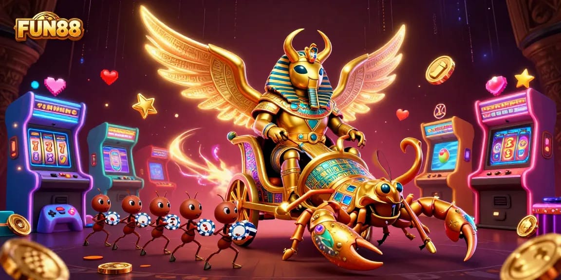 Experience thrilling gameplay at FUN88 with vibrant casino elements and intricate game designs in a dynamic 3D scene