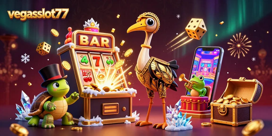 Play exciting games at vegasslot77 where vibrant characters meet dynamic casino elements in action.