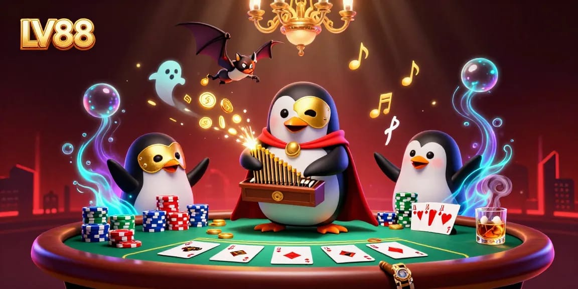 Join the thrilling LV88 casino action with a vibrant 3D illustration showcasing exciting gambling elements.