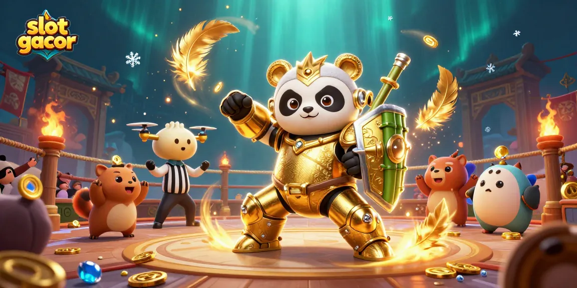 Engage with slot gacor in an immersive gambling arena featuring vibrant, animated characters and dynamic game elements.
