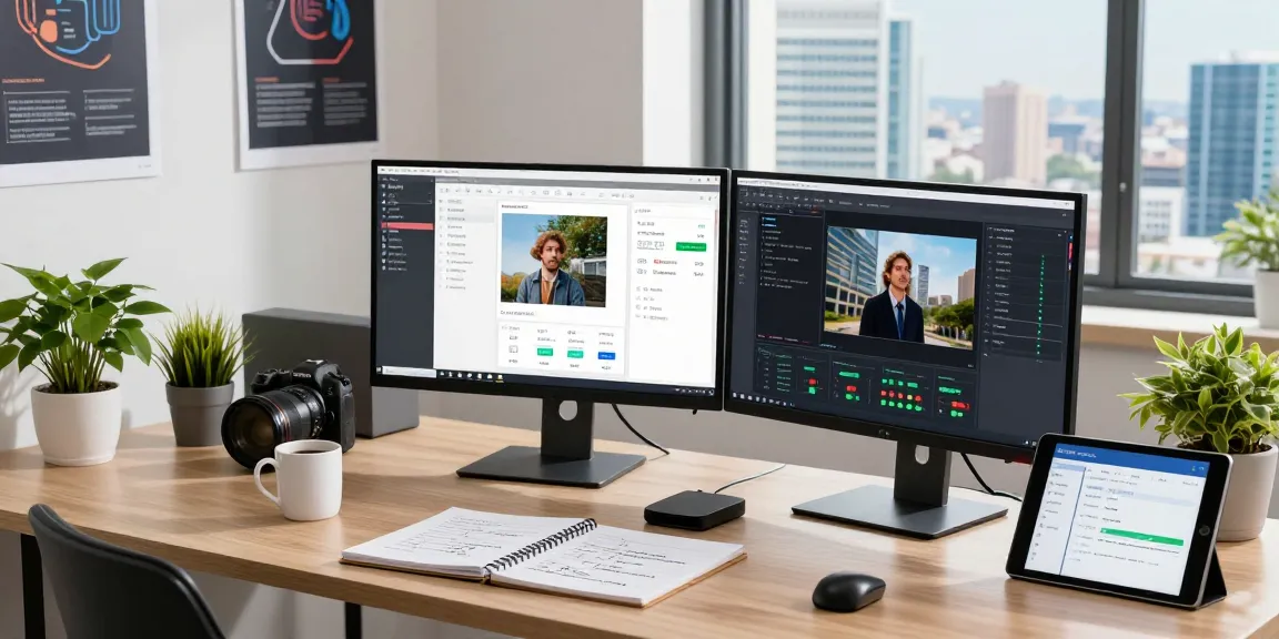 Data scientist using an ai image checker in a modern workspace.