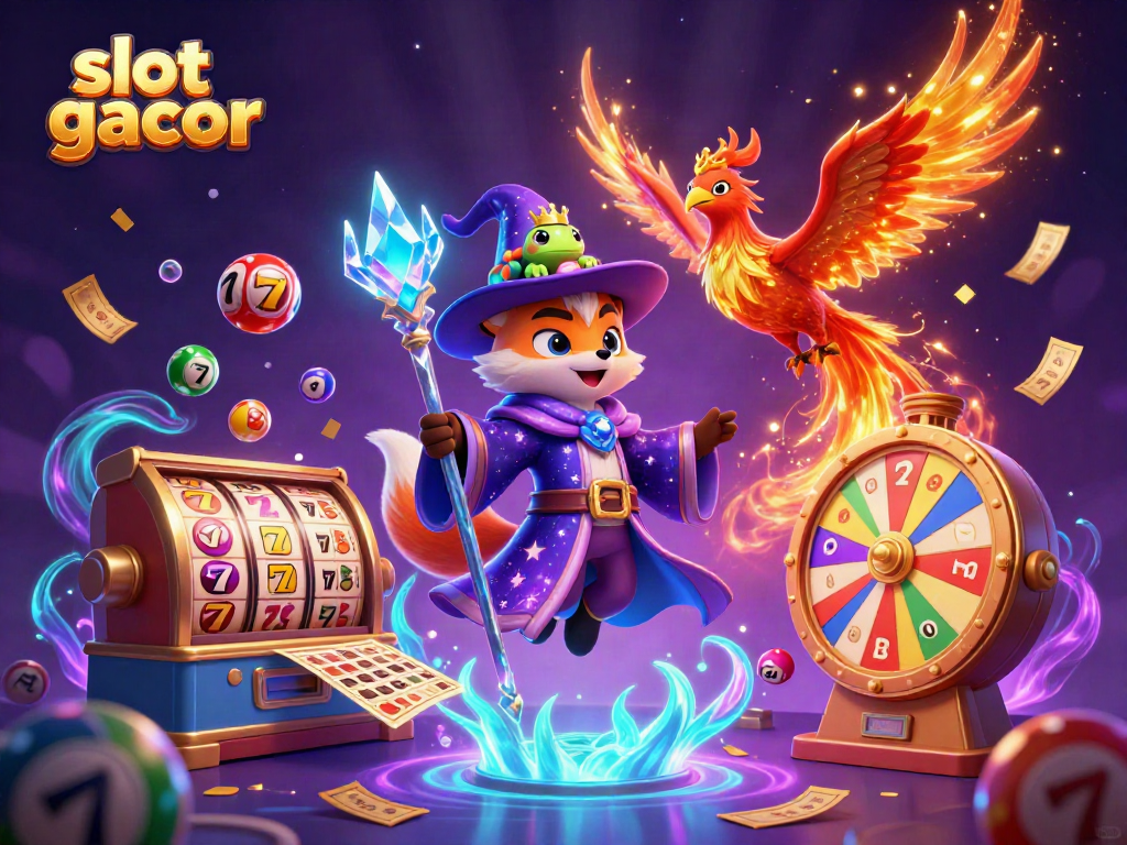 Experience the excitement of slot gacor through a vibrant 3D illustration featuring magical characters and game elements.