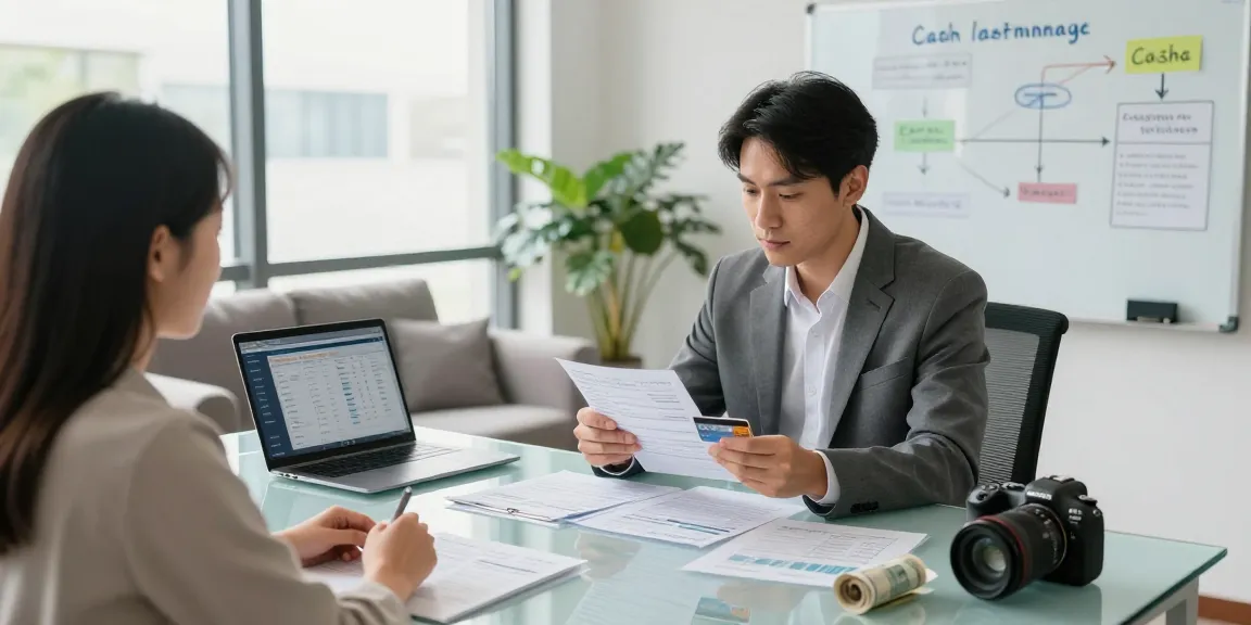 Credit card cash withdrawal strategies discussed in a modern consulting office.