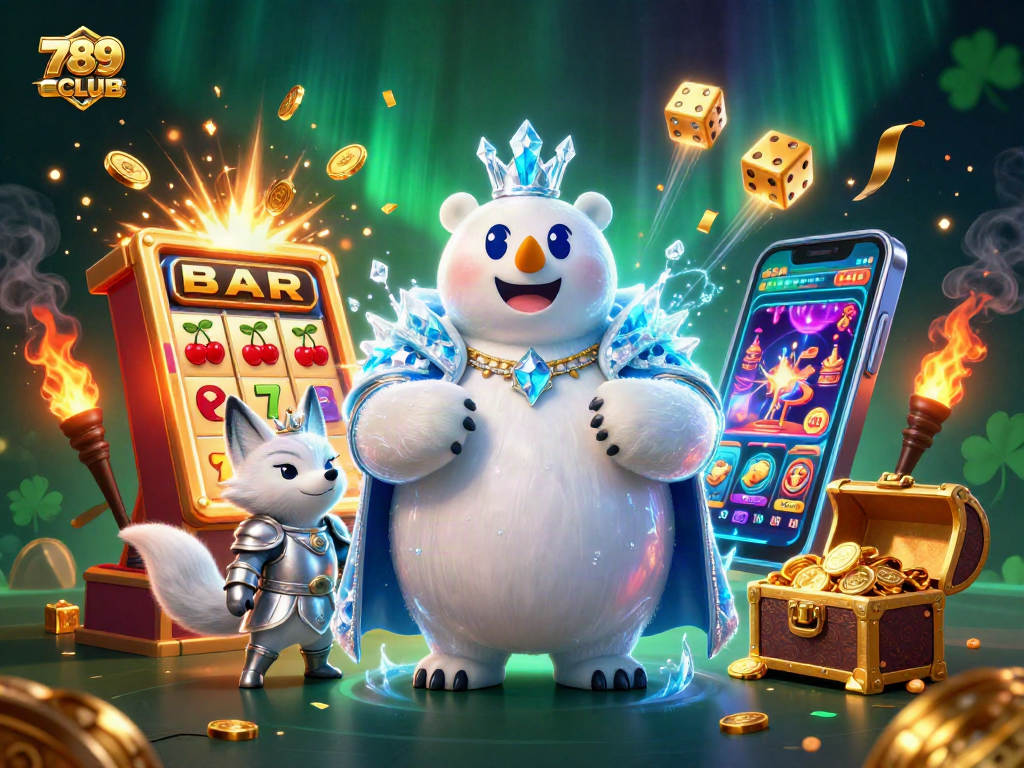 Experience thrilling jackpots at 789CLUB with dynamic slot machines and festive casino elements.
