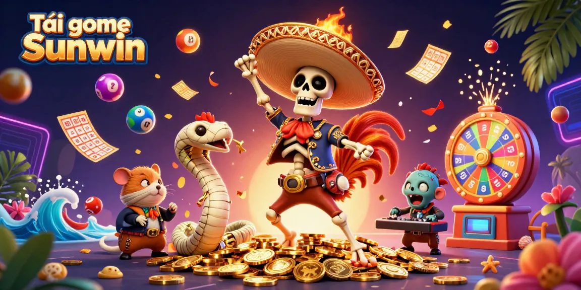 Engage in exciting gameplay with Tải game Sunwin, featuring colorful lottery balls and vibrant casino elements.