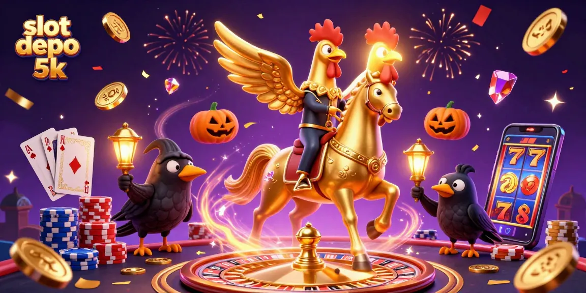 Engage in winning strategies with slot depo 5k visuals in a vibrant casino scene.