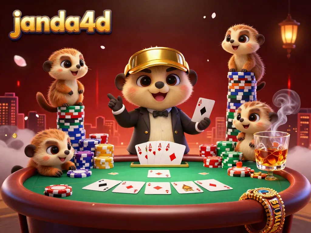 Merayakan permainan kasino dengan janda4d yang menampilkan koloni meerkat dalam suasana meriah.