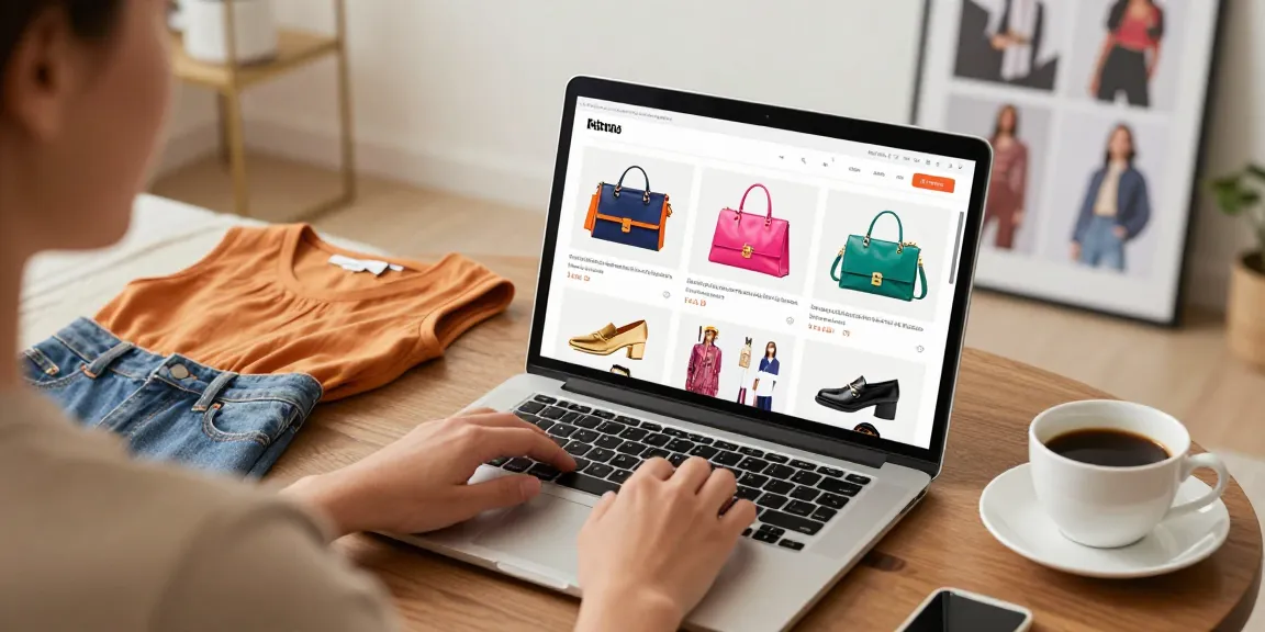 Person exploring 레플리카 쇼핑몰 online with stylish products and cozy atmosphere.