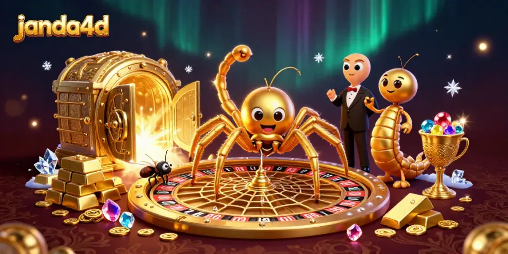 Permainan slot menarik di janda4d dengan laba-laba emas dan raksasa roda roulette