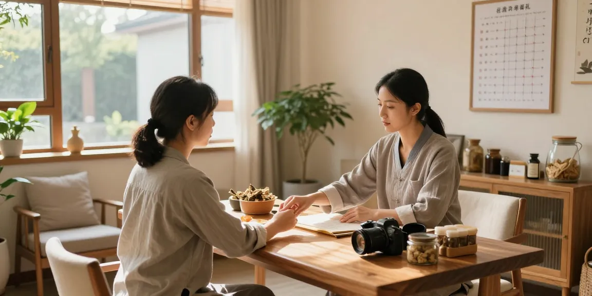 Consultation at 수원한의원 showcasing holistic healing with herbs and expert care.