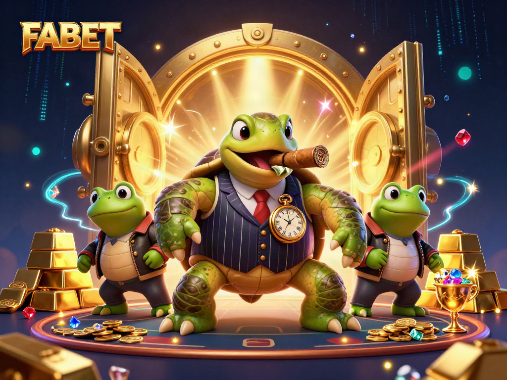 Experience thrilling gameplay at FABET's casino with massive treasure and dynamic characters lighting up the scene.