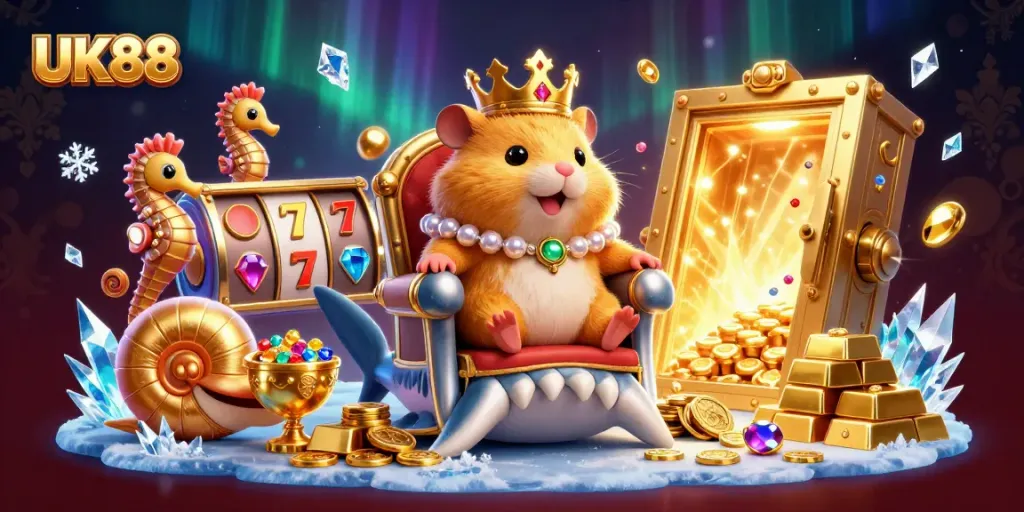Engage with UK88 through vibrant slots and dynamic golden treasures in a thrilling scene.