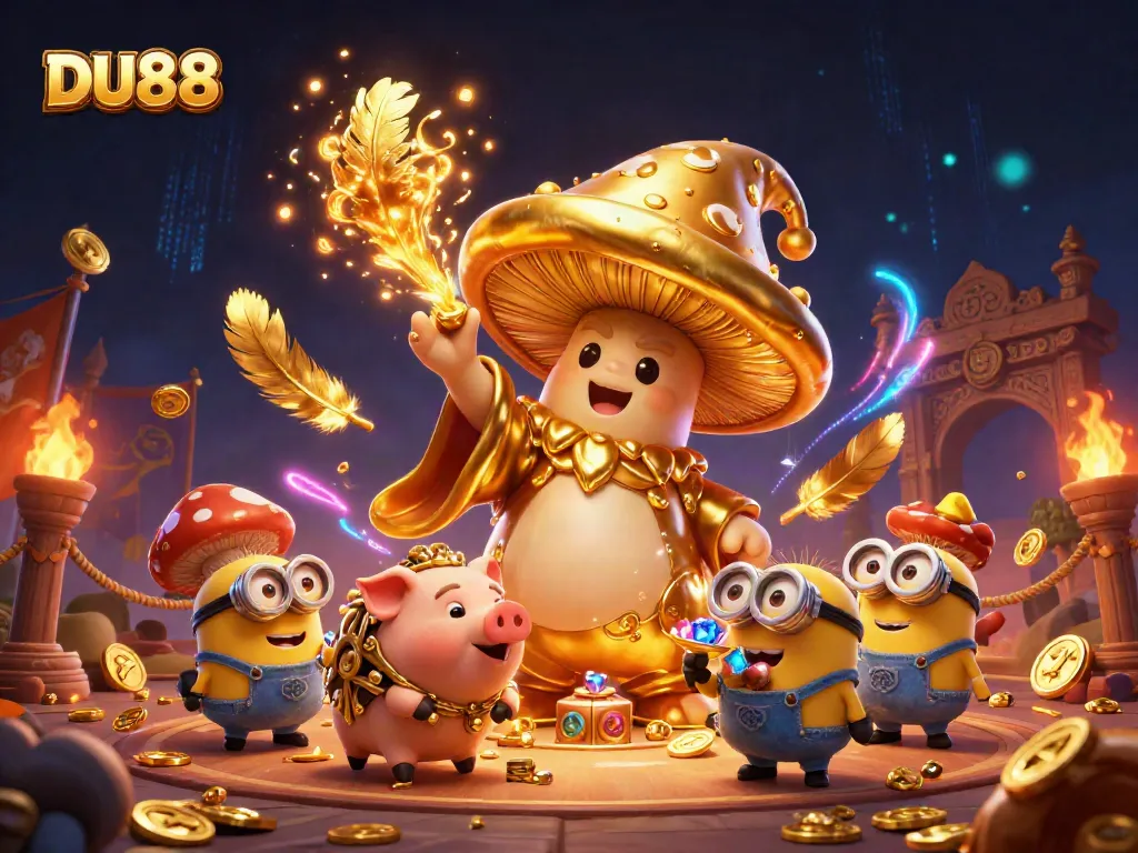 Experience DU88's thrilling adventure with golden wizard magic in a dynamic casino scene.
