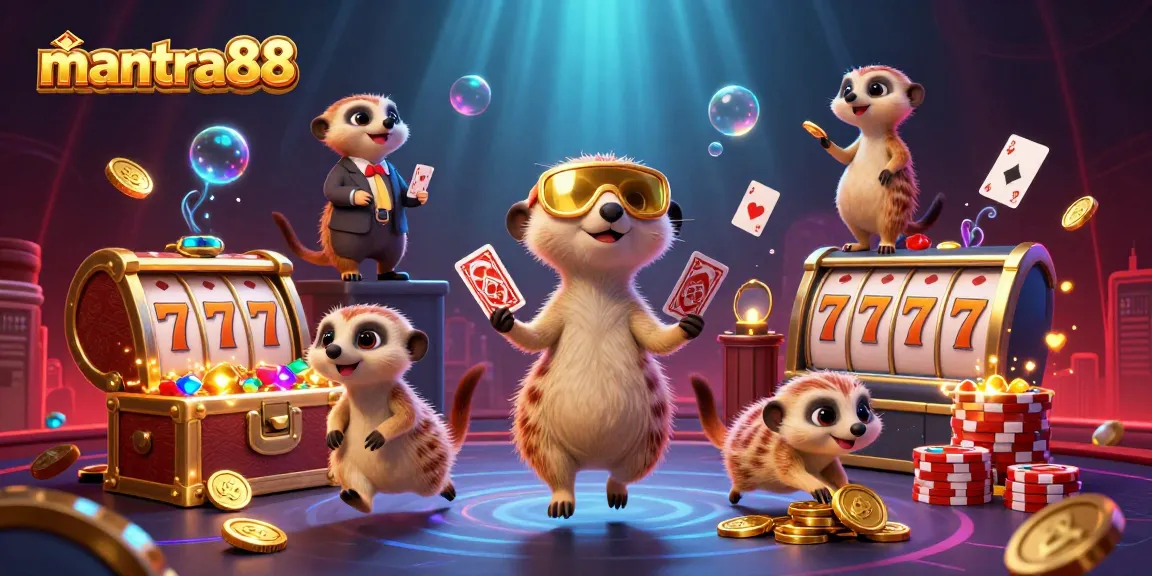 Experience mantra88's thrilling casino atmosphere with meerkats and dynamic game elements.