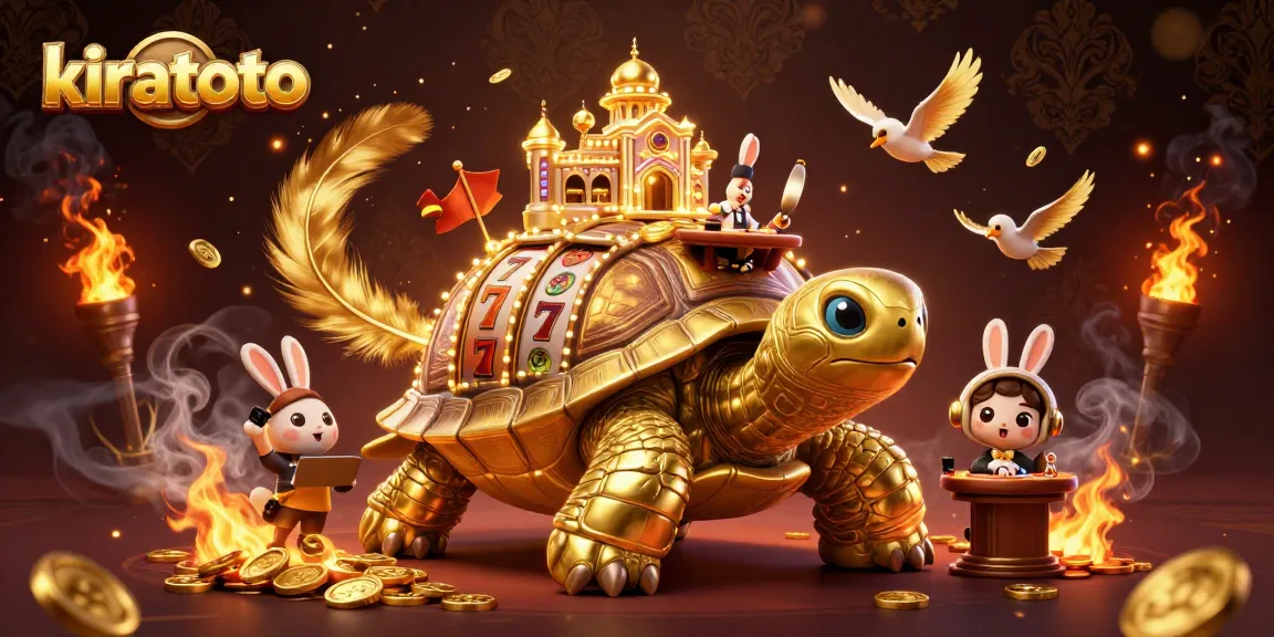 Kiratoto showcases an engaging online gambling scene with a golden tortoise casino and dynamic gameplay.