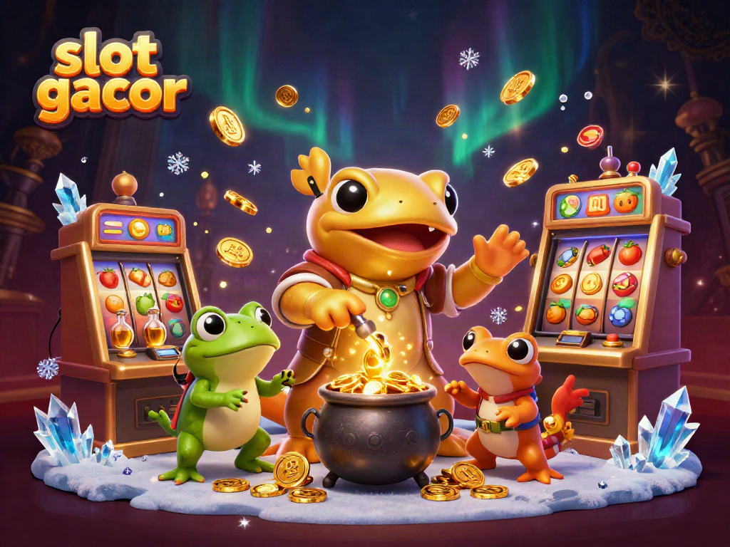 Slot gacor menang besar di permainan slot dengan simbol buah dan logam emas.