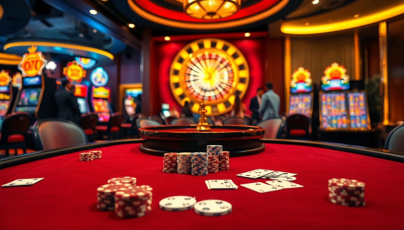 Engaged players enjoying high-stakes games at hay88.page casino, surrounded by luxurious decor.