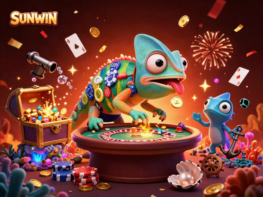 SUNWIN chameleon casino owner captures golden coins in a vibrant online gambling scene