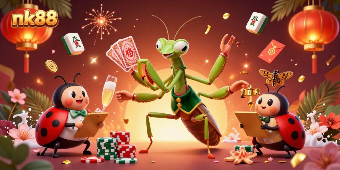 Experience the excitement of nk88 with this vibrant 3D casino illustration featuring unique characters in action.