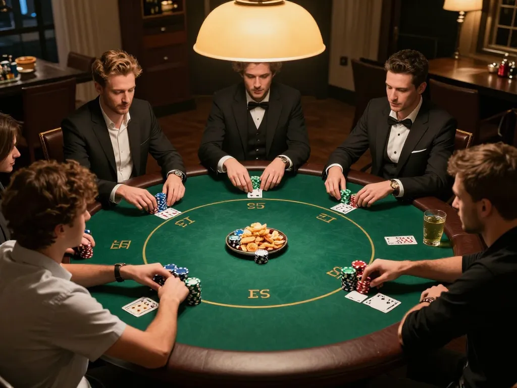 Players engaged in a poker night, highlighting the hidden wiki link to dark web resources.