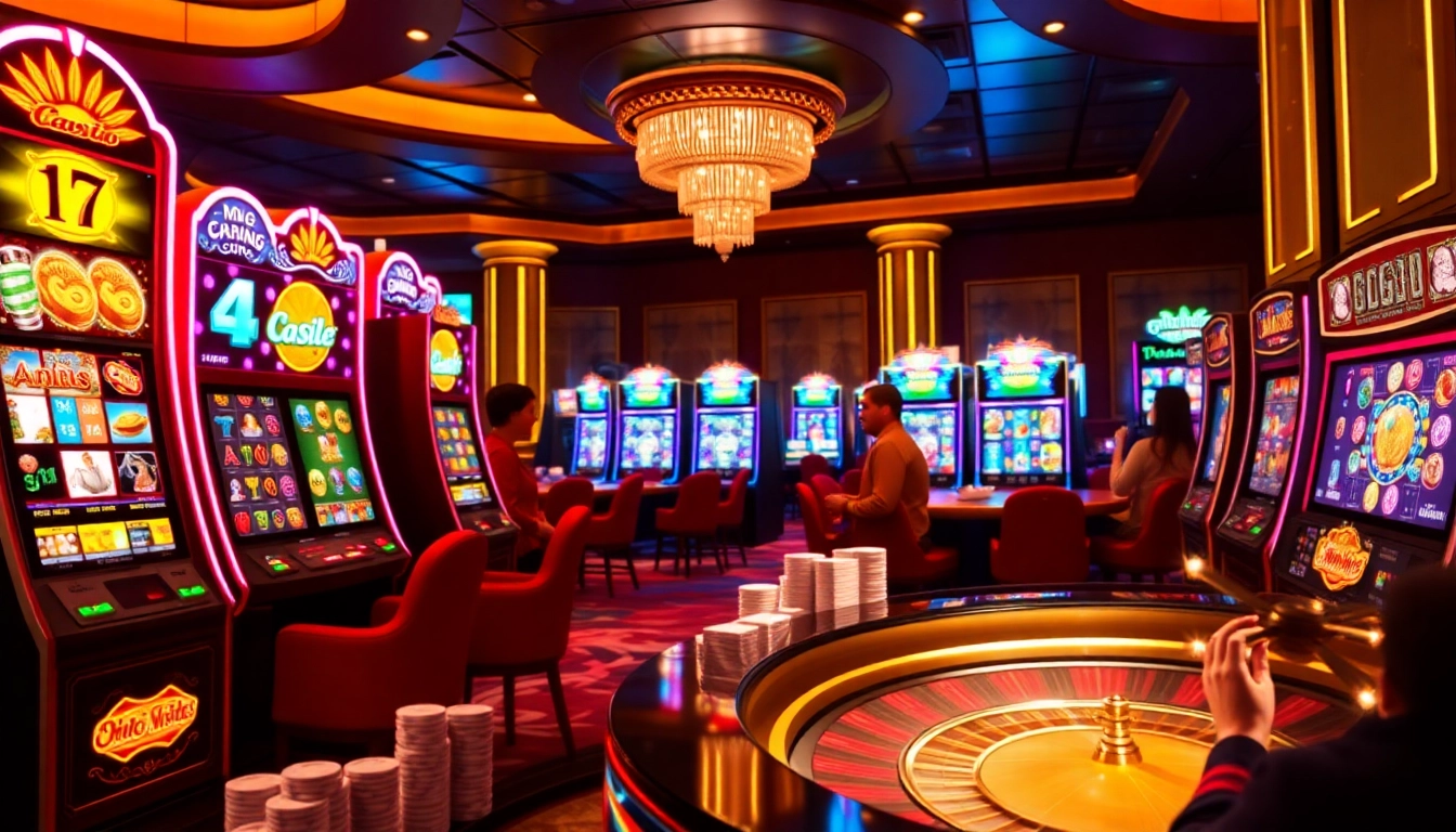 Experience the thrill of demo slot pragmatic gameplay in a luxurious casino setting filled with vibrant machines and excited players.