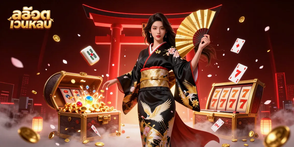 Experience สล็อตเว็บตรง excitement with a stunning 3D illustration showcasing a balance of elegance and casino thrills.