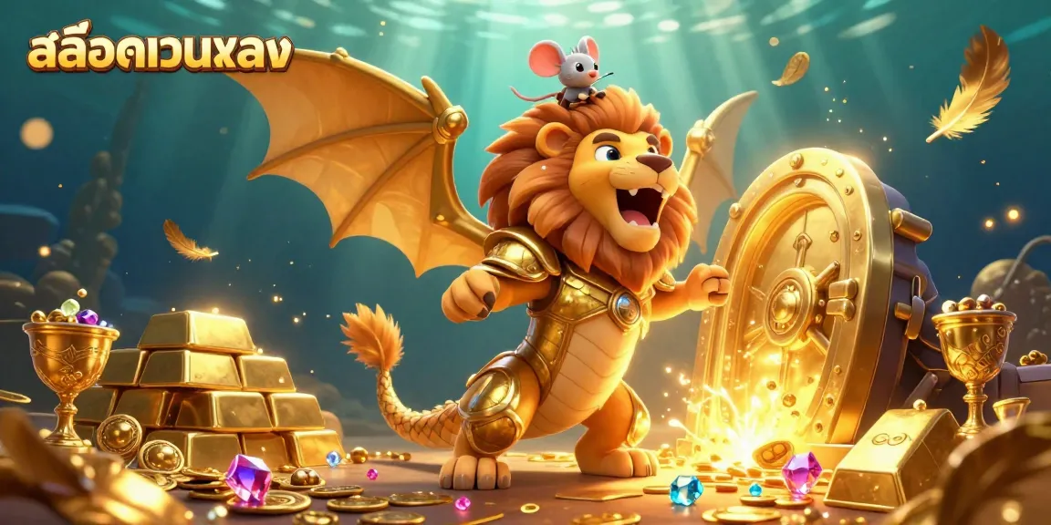 Engage with สล็อตเว็บตรง as a chimera roaring triumphantly amidst golden treasures and shimmering gems.