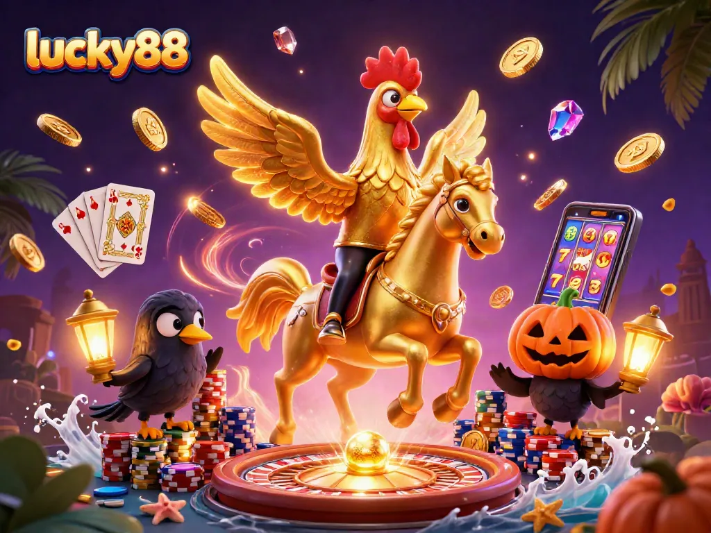 Experience high-stakes action with lucky88 at a vibrant casino scene featuring dynamic gaming elements.