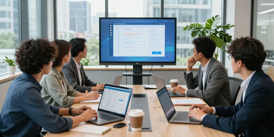 Download WPS Office in a modern collaborative office environment with diverse team members discussing productivity tools.