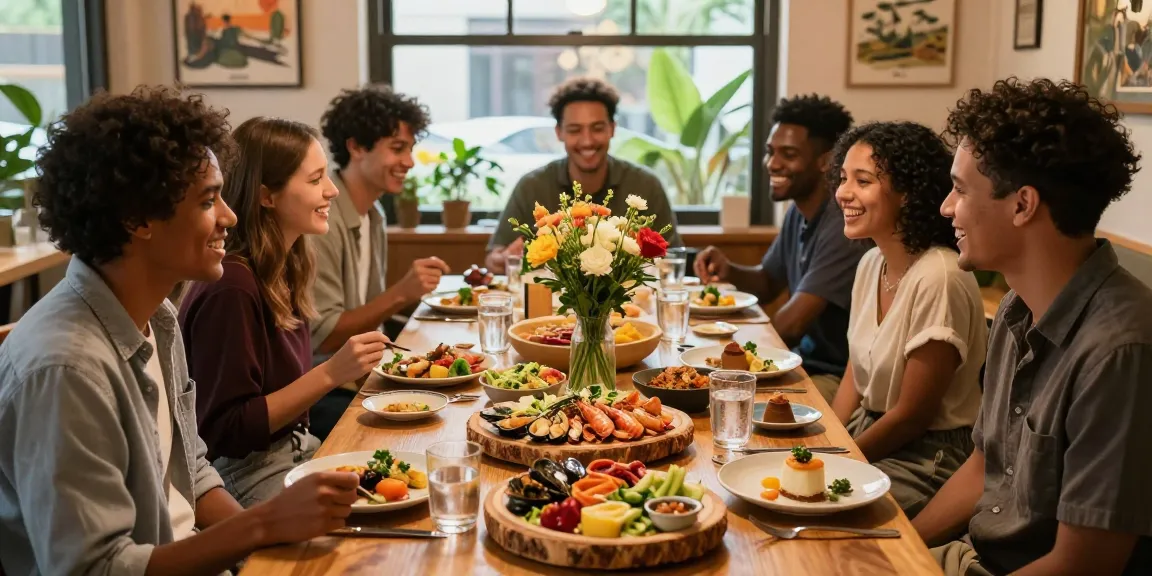 Friends savoring delicious ROKOK88 slot menu items in a cozy restaurant setting