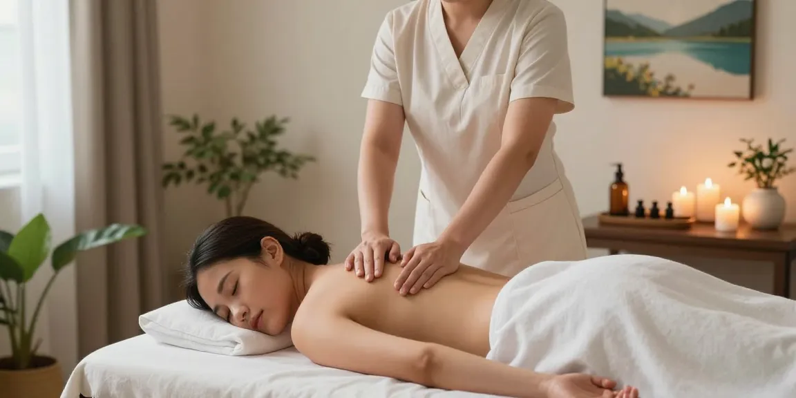 Swedish massage therapy session in a tranquil spa setting, showcasing relaxation and wellness.
