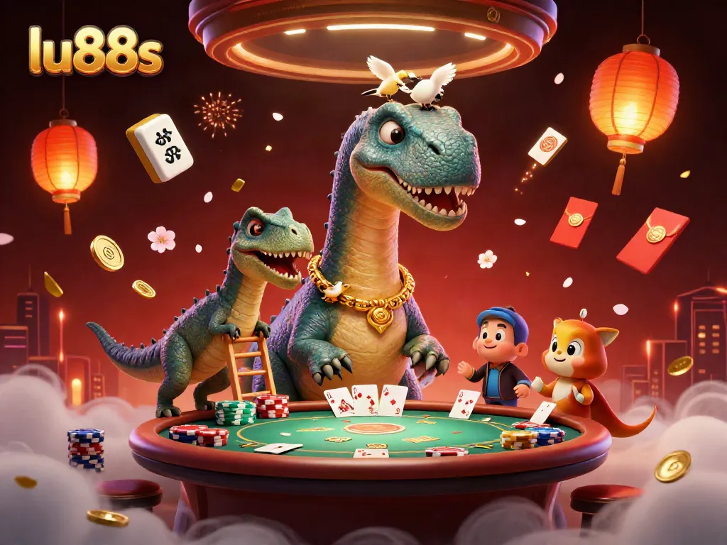Experience thrilling poker action with lu88s in a colorful 3D casino scene.
