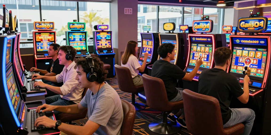 Excited players engaging with garuda303 slot games in a vibrant casino environment.