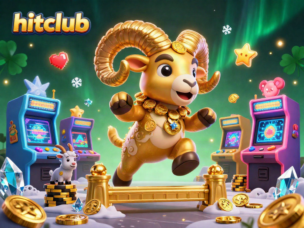 Engage in thrilling action at hitclub, featuring a golden ram charging through an epic casino landscape.