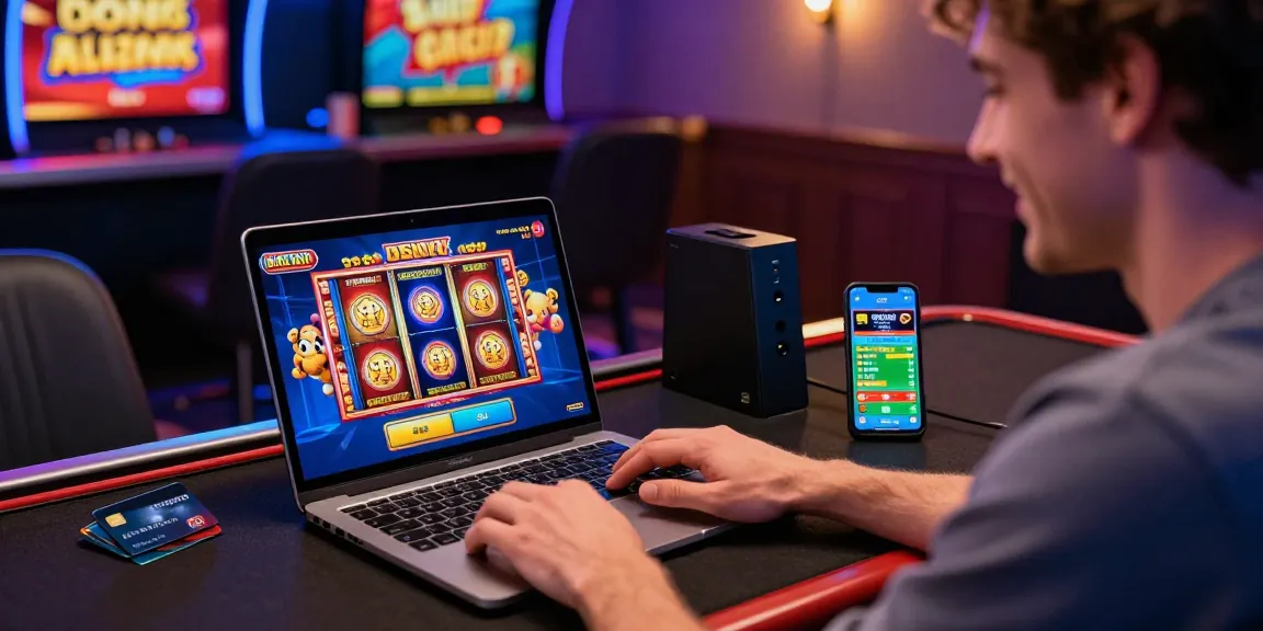 Exciting gaming moment showcasing a player enjoying new credit card casinos with vibrant graphics and credit card display.