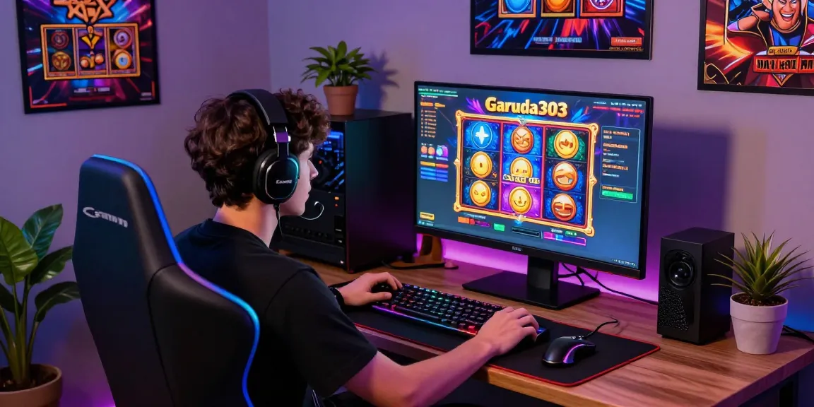 Player enjoying garuda303 slot games in a vibrant gaming setup