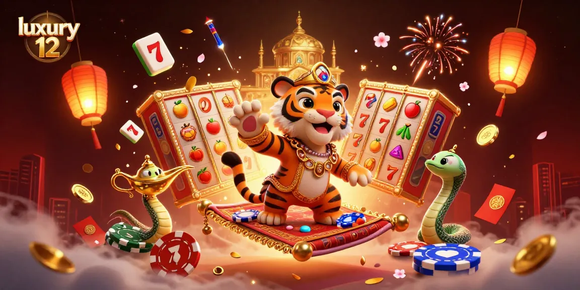 Experience thrilling gameplay with luxury 12 as Arabian Nights characters celebrate in a vibrant casino scene.