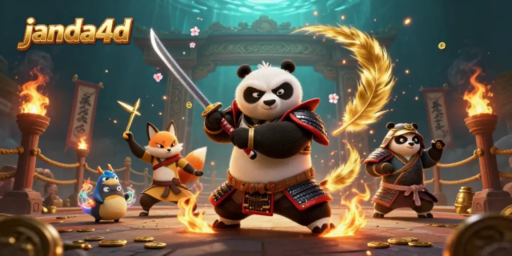 Janda4d menghadirkan dunia permainan kasino dengan panda samurai dan ninja fox dalam adegan yang memukau.