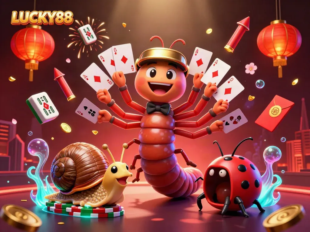 Join the excitement of LUCKY88 with vibrant characters, dynamic casino elements, and engaging visuals.