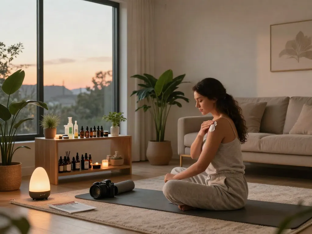 Colorado online dispensary that ships to all states CBD cream application in modern living room with natural elements.