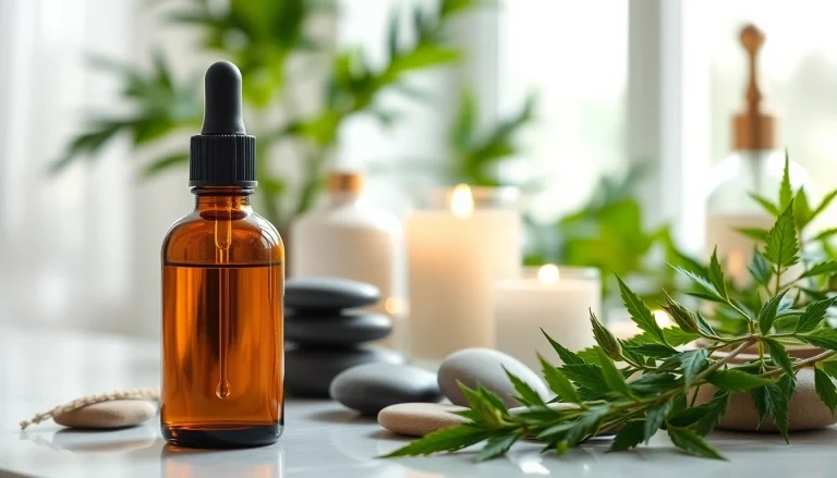 Reveal the benefits of CBD oil for skin through a serene skincare setting featuring CBD oil.