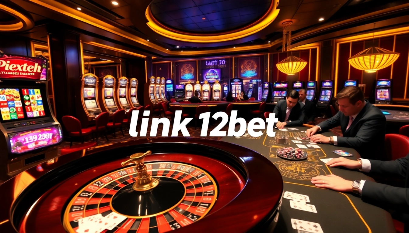 Experience the excitement of online gambling with the link 12bet showcased at a luxurious casino.