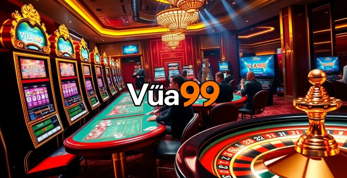 Engage in thrilling online gambling at https://vua99.lat/ with vibrant slot machines and poker tables.