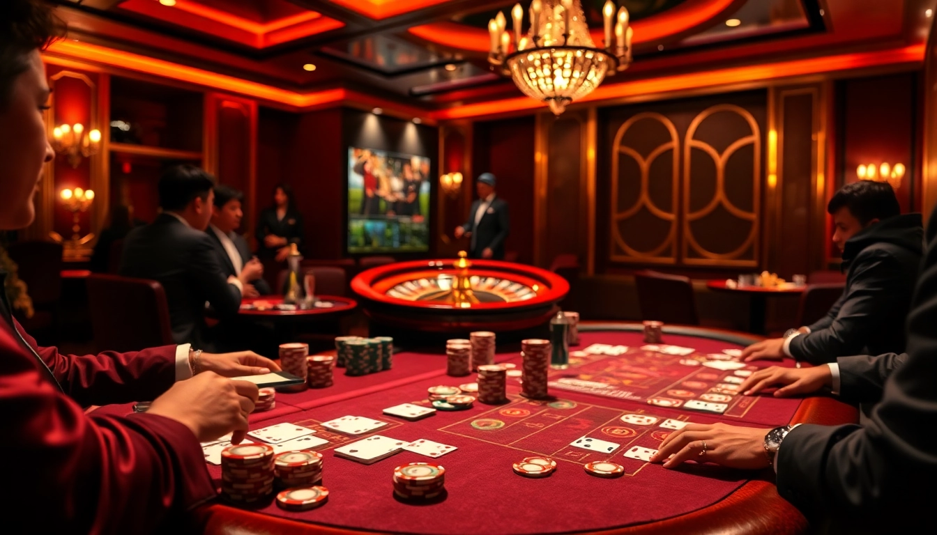 Sbobet betting in an upscale casino during an exciting poker game.