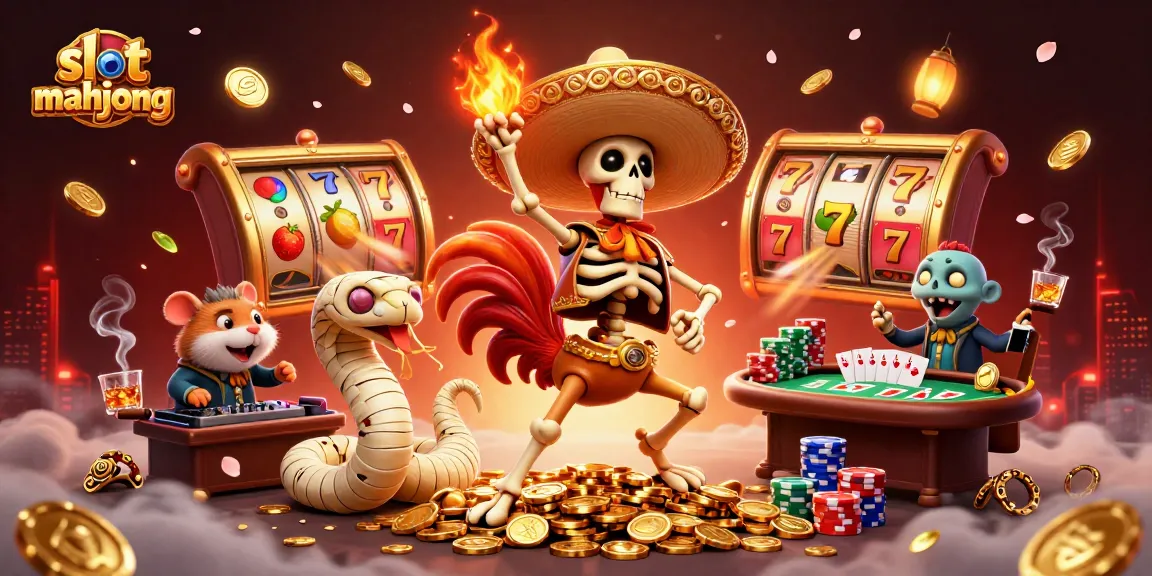 Experience the excitement of slot mahjong with dynamic 3D illustration showcasing vibrant game elements.