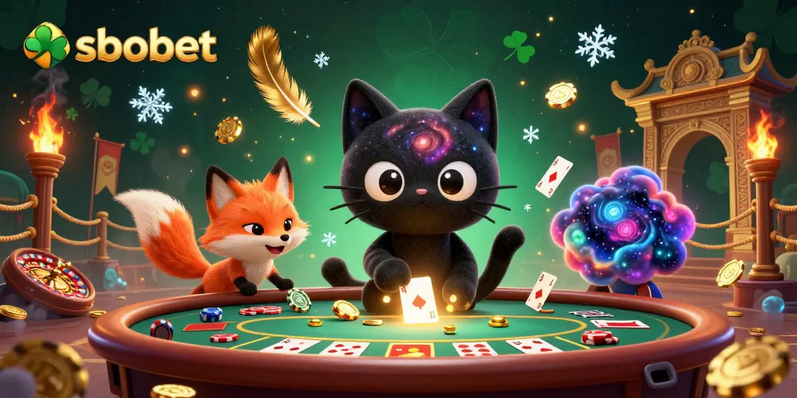 Sbobet captivates players at a cosmic casino table surrounded by dynamic elements and vibrant colors.
